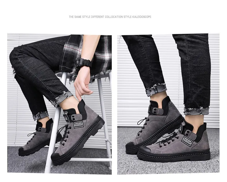 Casual Tooling Boots Men's Autumn New Boots Korean Version Of The Wild Casual Sports High-top Set Foot Shoes Zapatos De Homre
