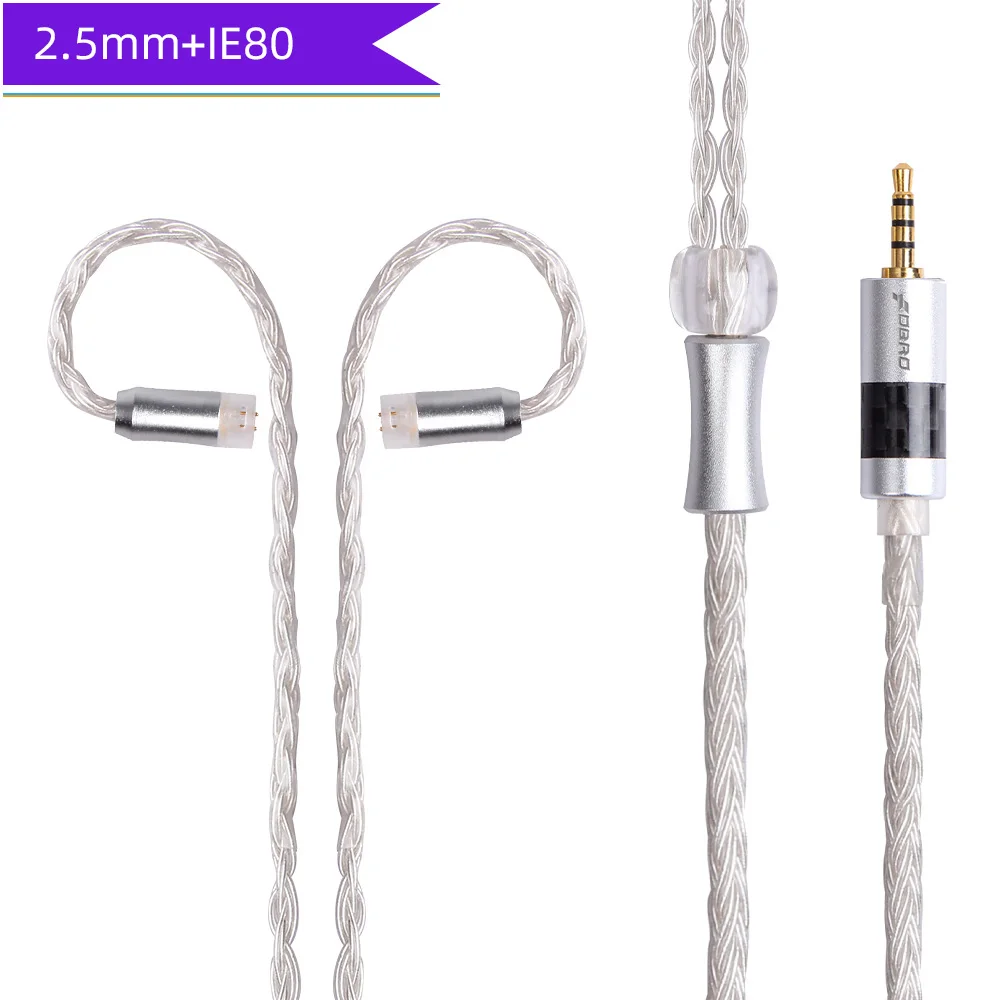 white 2.5mm IE80 FDBRO 16 ядер 2,5/3,5/4,4 мм с серебряным покрытием наушников обновления аудио провода наушники MMCX IE80 IM 2Pin 0,78 мм A2DC кабель SE425 SE535 - Цвет: white 2.5mm IE80