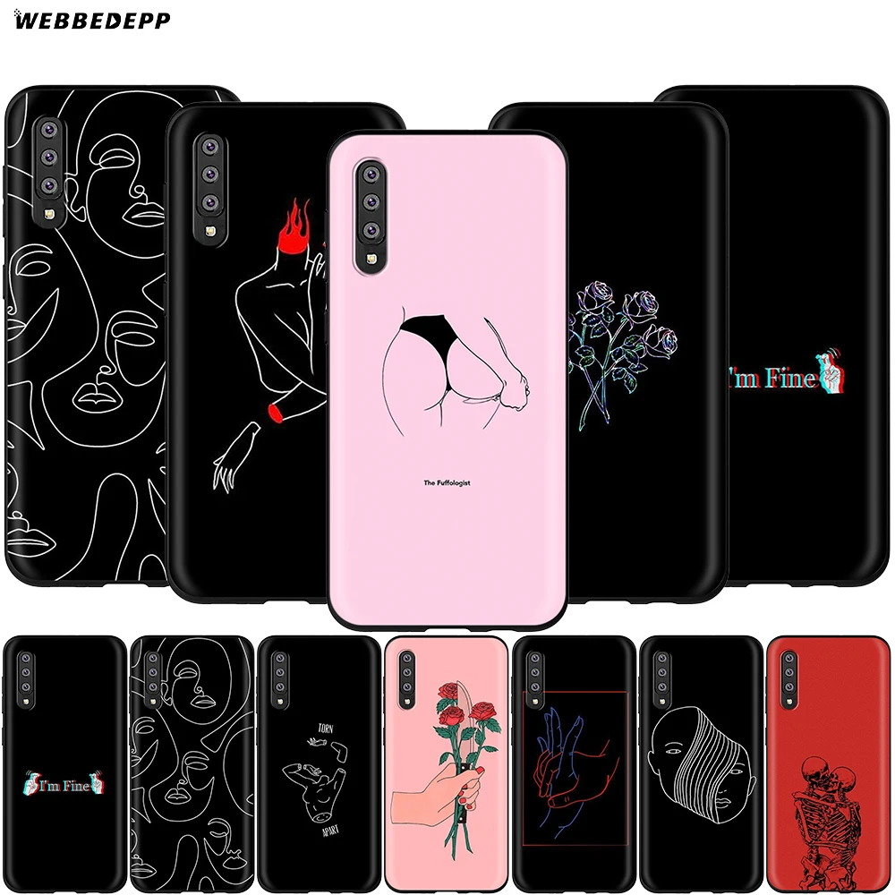 Webbedepp чехол с абстрактной линией для Samsung Galaxy S7 S8 S9 S10 Plus Edge Note 10 8 9 A10 A20 A30 A40 A50 A60