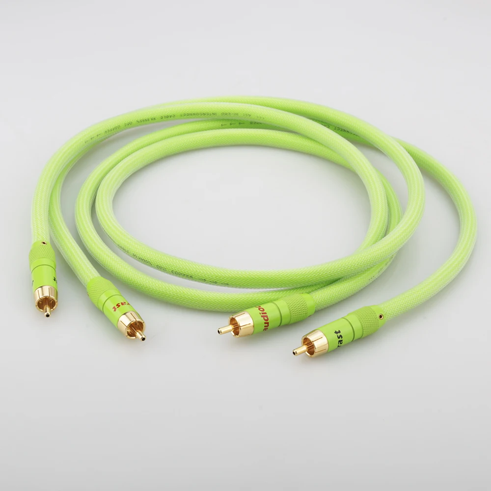 High Quality 6N 99.9999% OFC Male-Male RCA Interconnect Cable with Gold Plated RCA Plug for Hifi System