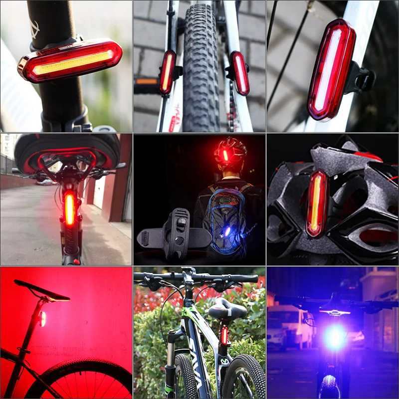 Excellent 120Lumens Bicycle Rear Light USB Rechargeable Cycling LED Taillight Waterproof MTB Road Bike Tail Light Flashing For Bicycle 4