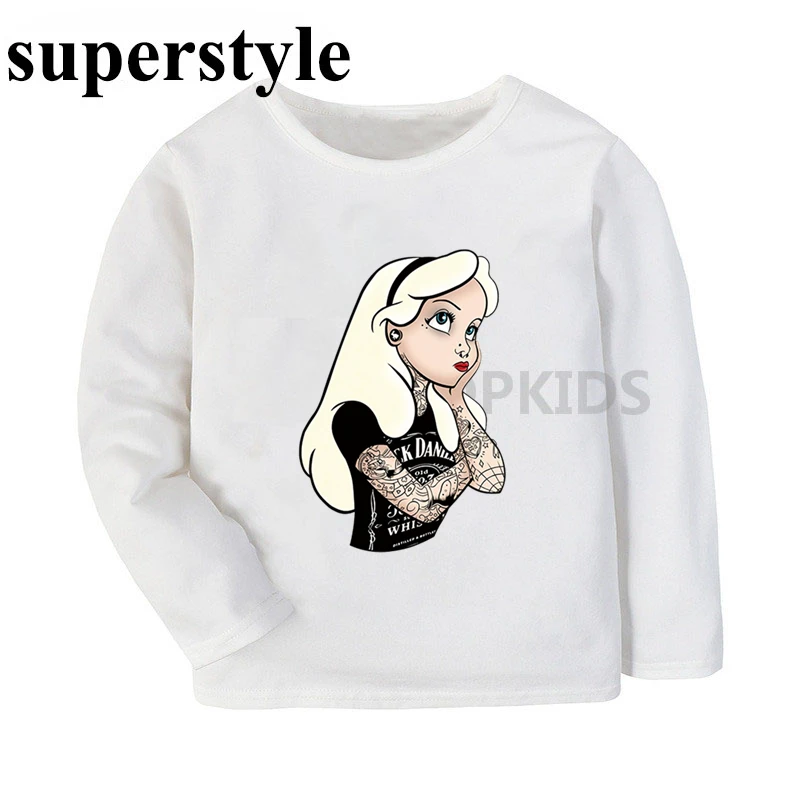dLKP105C Harajuku/футболки с длинными рукавами для девочек в европейском стиле с татуировками топы для маленьких девочек, футболки для малышей, детская блузка осенняя одежда dLKP105 - Цвет: dLKP105C