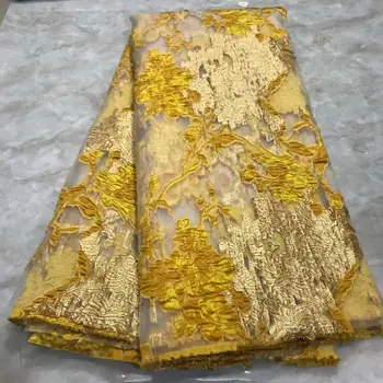 

gold lace fabric african lace fabric 2020 high quality lace jacquard brocade fabric for nigerian party 5yard