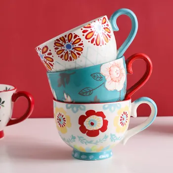 

Modern Ceramic Coffee Cup with Handle Christmas Kids Ceramic Handmade Mugs Pottery Tazas De Ceramica Creativas Coffee Cup HH50MK