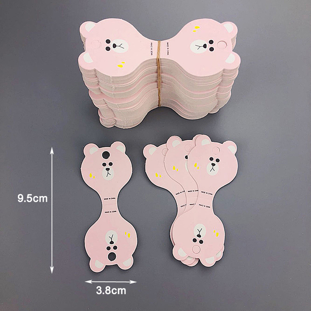 Kraft Paper Packing Tag Cards for Handmade Hair Jewelry Display Cute Bear Cat Face Stamp Paper Hairband Hanging Price Tag