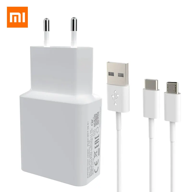 Зарядный адаптер Xiao mi EU 5 В/2A mi cro type-C USB кабель для mi 5 6 7 8 mi x 2S Max 3S Red mi Note 3 4 5 6 pro 4X 5S дорожная сумка - Тип штекера: White charger Micro