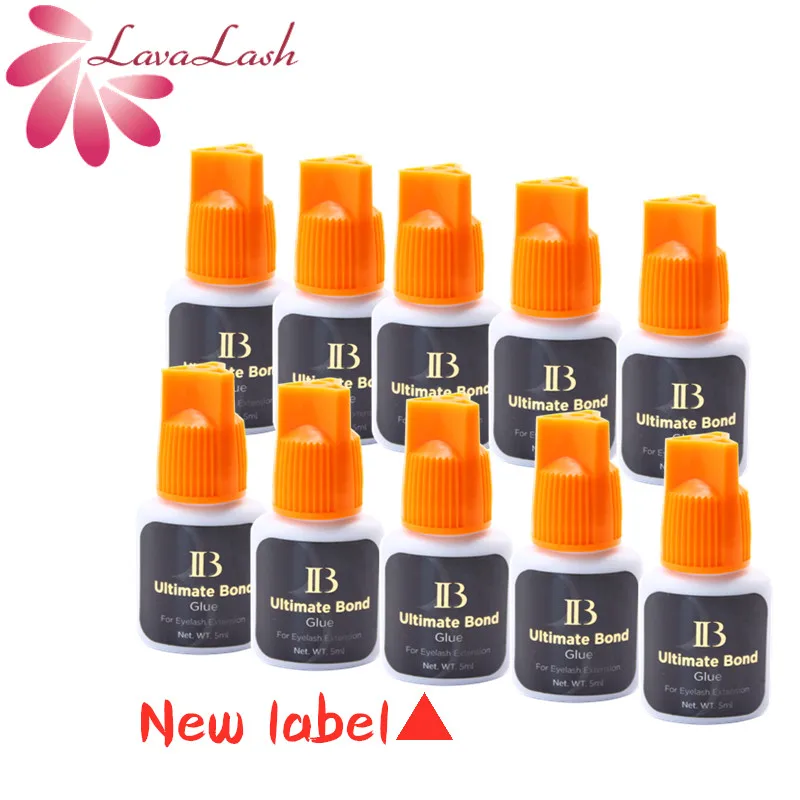 Extensões de Cílios Frete Grátis Rótulo Privado ib Final Ligação Cola Rápida Secagem Laranja Boné 5ml 10 Pçs