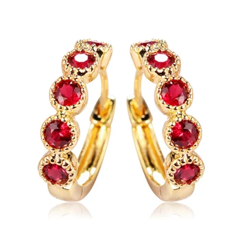 

EDI Natural Ruby Hoop Earrings 14k Yellow Gold Gemstone Earrings For Women Natural Sapphire Natural Emerald Earrings