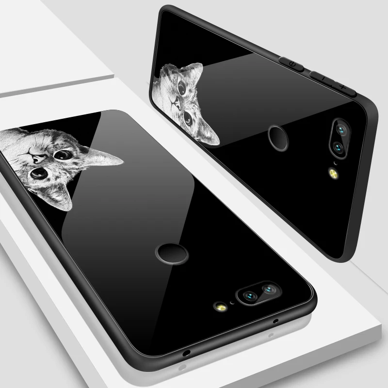 W218 Для OnePlus 3 3t 5 5, 6 комплектов/партия, размер 6T 7 7 Pro закаленное стекло чехол для Samsung Galaxy S8 S9 S10 плюс бампер противоударный роспись киска Coque - Цвет: W218