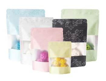 

50pcs/lot Stand up Matt Aluminum Foil Window Ziplock Bag Frosted Window Food Snack Chocolate Coffee Gift Package Bag