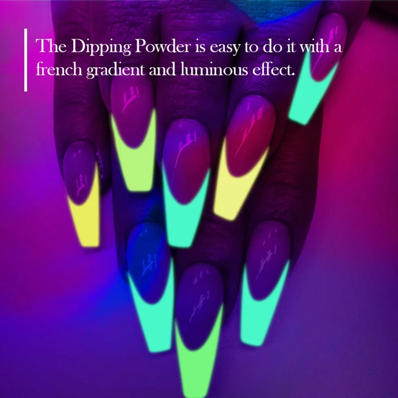 Блеск для ногтей порошок 6 цветов пыль светящийся флуоресцентный пигмент порошок лак для ногтей светится в темноте