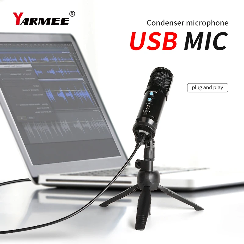 YARMEE USB конденсаторный микрофон ПК для компьютера пение веб класс игровая Встреча