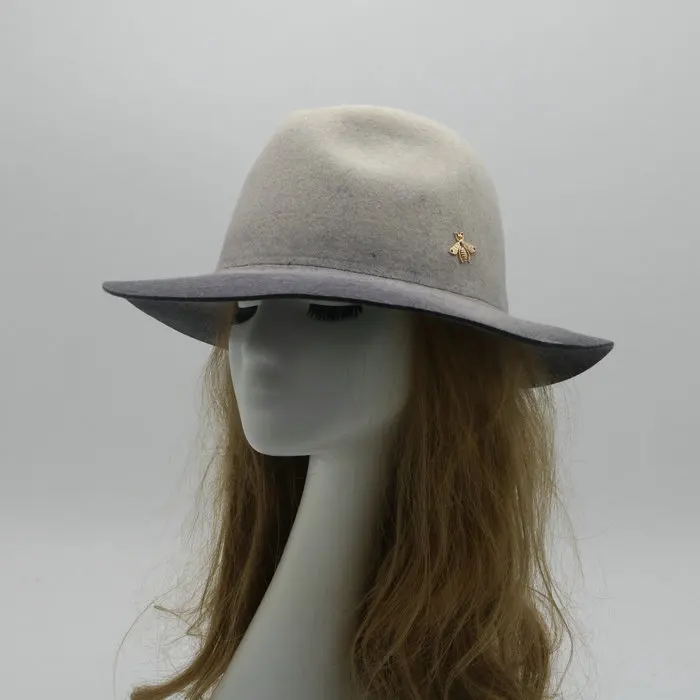bee beige 01909-baoliu-bee Зимняя шерстяная специальная крашеная грейдационная Шляпа Fedora для мужчин и женщин для отдыха Панама шляпа - Цвет: bee beige