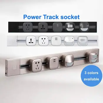 

Wireless Power Track Socket Mobile Rail Smart Socket Power Extension Socket Panels for Walls Socket with USB/tee in socket(0.6M)