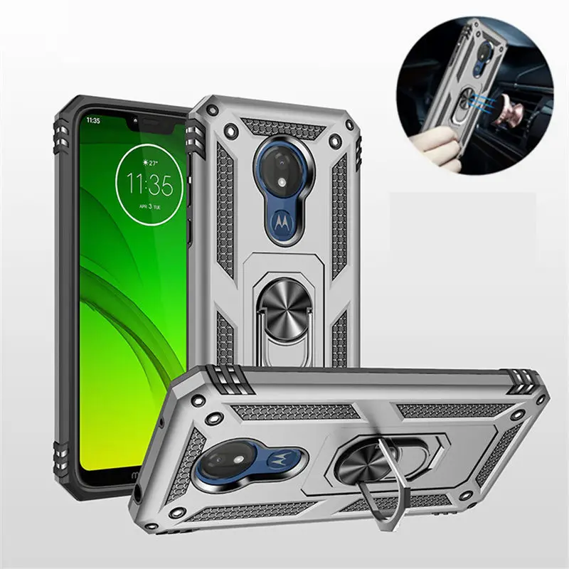 Прочный бронированный чехол для Motorola G7 Power Stand держатель Автомобильный с кольцом