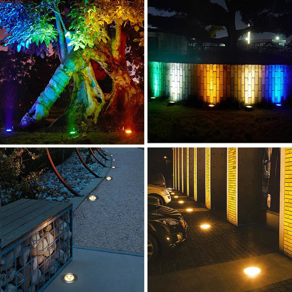 Лестничные светильники RGB 12V Floor Lamps 3W 6W 9W 12W 15W 18W 24W 36W Plaza Garden Terrace Светодиодный прожектор Outdoor Lighting Step Light