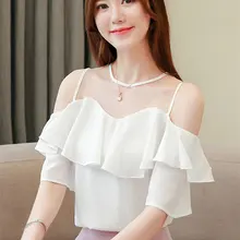 Корейские модные шифоновые блузки для женщин с рюшами рубашки