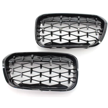 

1 Pair Gloss Black Kidney Front Grille Auto Racing Grille for BMW 1 Series F20 2015-2017 Modified Racing Grills