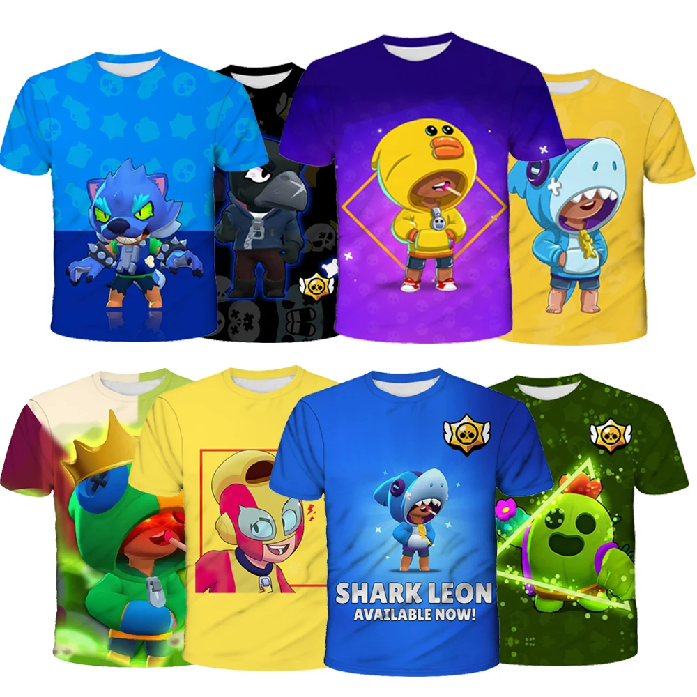 Camiseta con estampado de estrellas para niños, traje de Camiseta con estampado de Brawling, León, Spike, Crow, arena, Max, El Primo, para chico