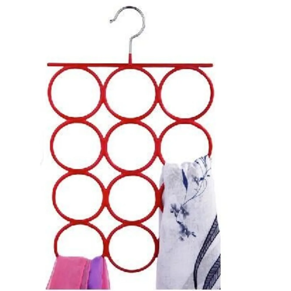 2pcs 12ring Silk Scarf Storage Rack Necktie Belt Pylons Leggings Pantyhose Storage Holder Rack Coat Racks