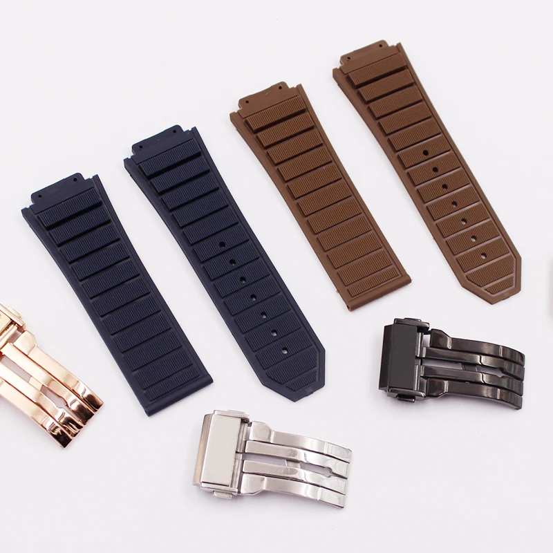 Watch Accessories Men's Rubber Strap For HUBLOT Series Sports Strap 19mm*29mm Women's Silicone Rubber Strap Folding Buckle 24mm