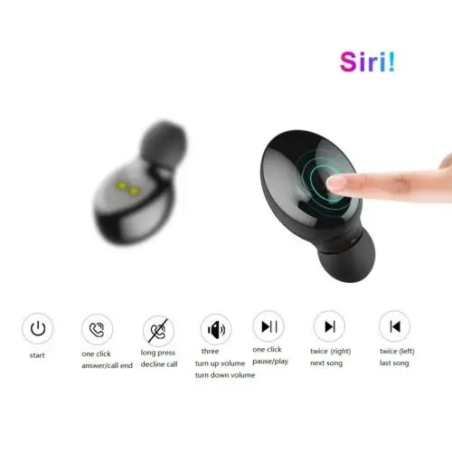 Bluetooth 5,0 гарнитура TWS Беспроводные наушники стерео в ухо наушники USB интерфейс зарядки черный