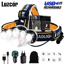 

8 LED Headlamp Rechargeable Head Flashlight LED T6 COB Infrared Headlight 18650 USB Waterproof Running Cycling Fishing Head Lamp