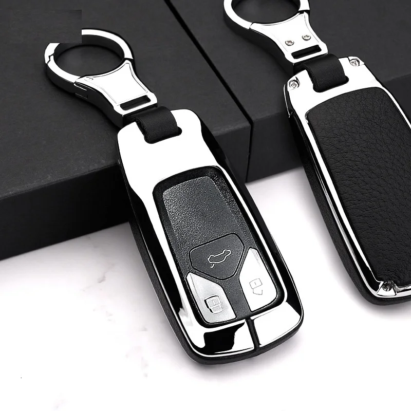 Silver black Высокое качество Автомобильный Брелок чехол держатель кошелек карман для Audi TT A7 A4 A4L 8S B9 Q5 Q7 A6 A8 брелок умный ключ крышка - Название цвета: Silver black