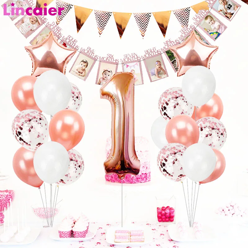 Розовое золото фольга номер конфетти для воздушного шара латексный шар первого