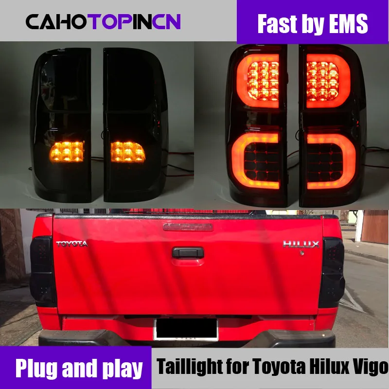 

Smoke Led Tail Light For Toyota Hilux Vigo KUN26 SR SR5 Workmate 2004-2015 Taillight Rear Reverse Brake Light Fog Lamp Drl Turn