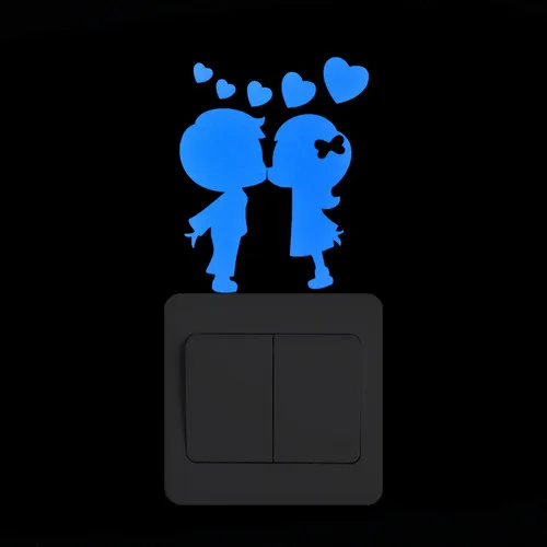 003 Fall in Love Светильник-переключатель, светящаяся Наклейка на стену, мультяшная светится в темноте, наклейка для детской комнаты, украшение для дома, кошка, фея - Цвет: 003 Fall in Love