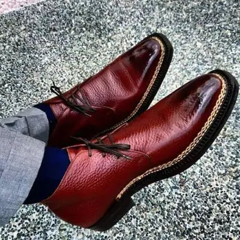 

Men PU Leather Shoes Low Heel Shoes Dress Shoes Brogue Shoes Spring Ankle Boots Vintage Classic Male TV419