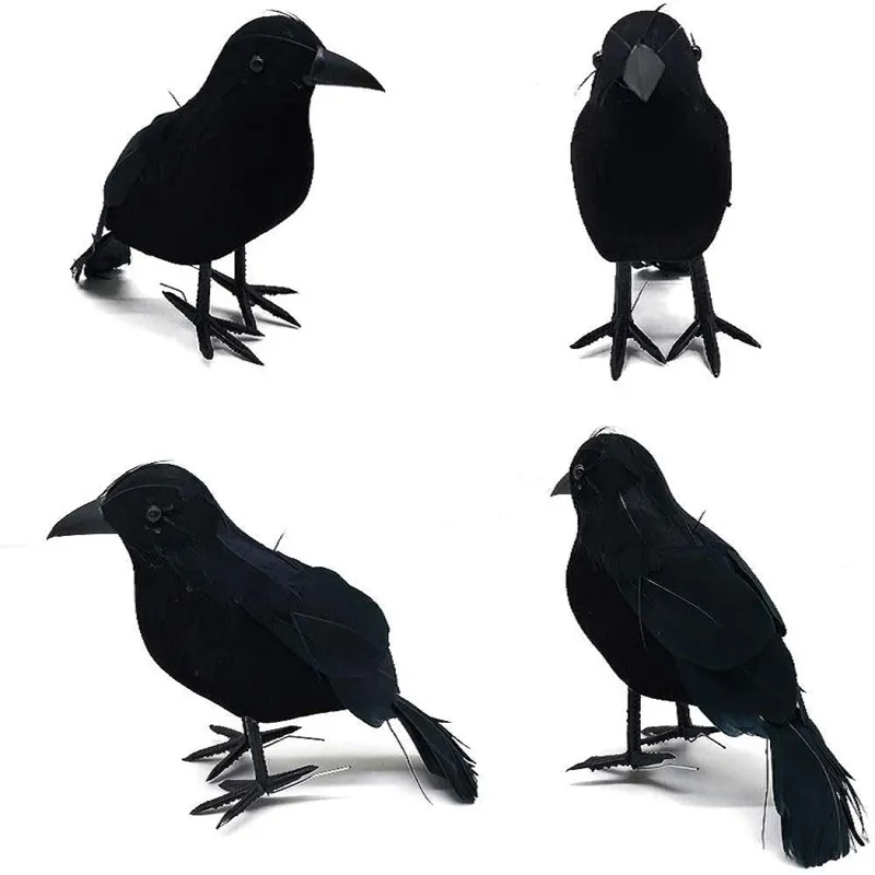 Фото Модель черной вороны 1 шт. имитация искусственной птицы на Хэллоуин животные