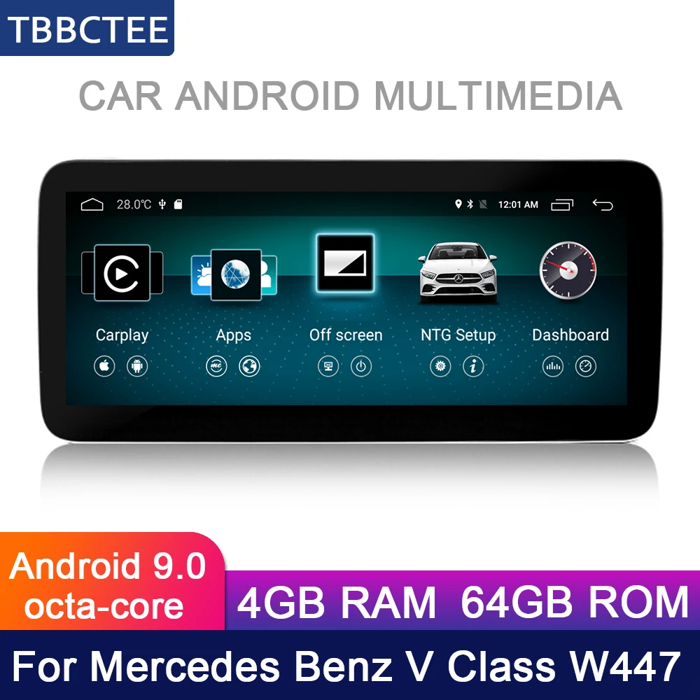 10.25 inch 4G+64G Android For Mercedes Benz MB V Class W447~ NTG Car Multimedia player GPS Navi Navigation Mirror link