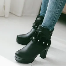 SAGACE; модные женские ботинки на толстой подошве; большие размеры; женские ботинки на толстой водонепроницаемой платформе; ботильоны на высоком каблуке со шнуровкой