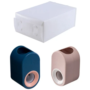 

Practical 6PCS Durable Plastic Shoe Boxes Flip Shoes Box with 2 Pcs Automatic Toothpaste Dispenser