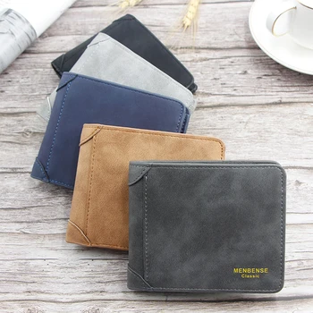 

Men Wallet Leather ID Credit Card Holder Clutch Bag Coin Purse Luxury Brand Wallets Frosted Short Wallets Men Purses
