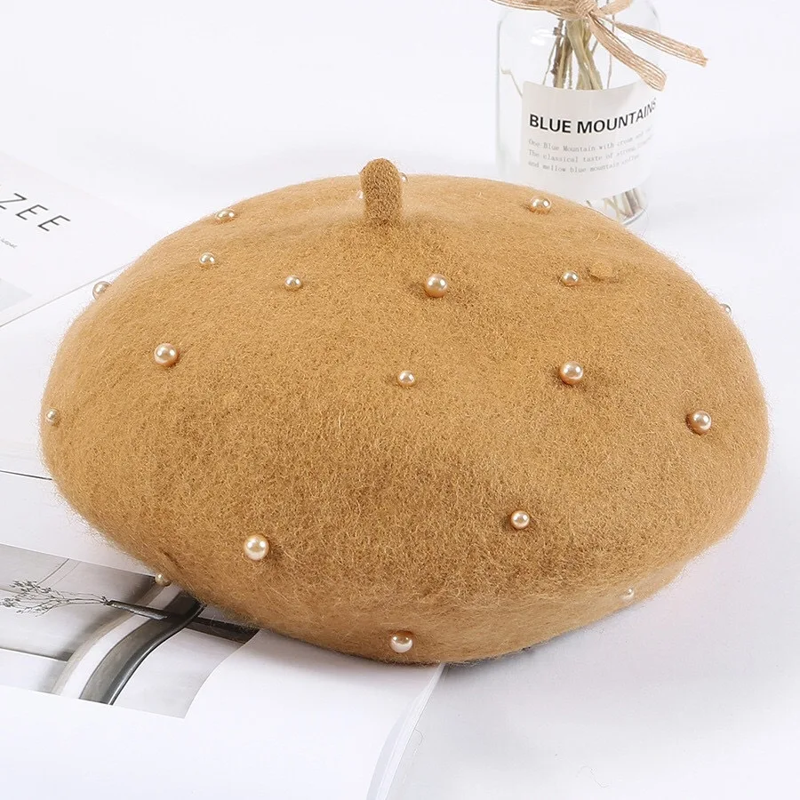 Autumn and winter new beret starry pearl beret pumpkin cap french hats women boina beret hat boinas para mujer french hat