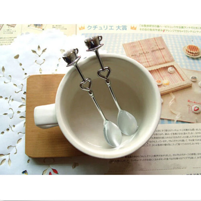 Stainless Steel Heart-shaped Design Tea Coffee Spoon Ice Cream Dessert Yogurt Honey Ladle Spoon Kitchen Hot Sale Gift
