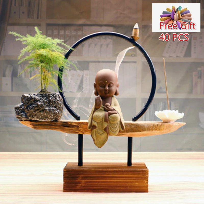 

36CM Buddha Backflow Incense Burner Home Decor Ceramic Smoke Incense Stick Holder Censer