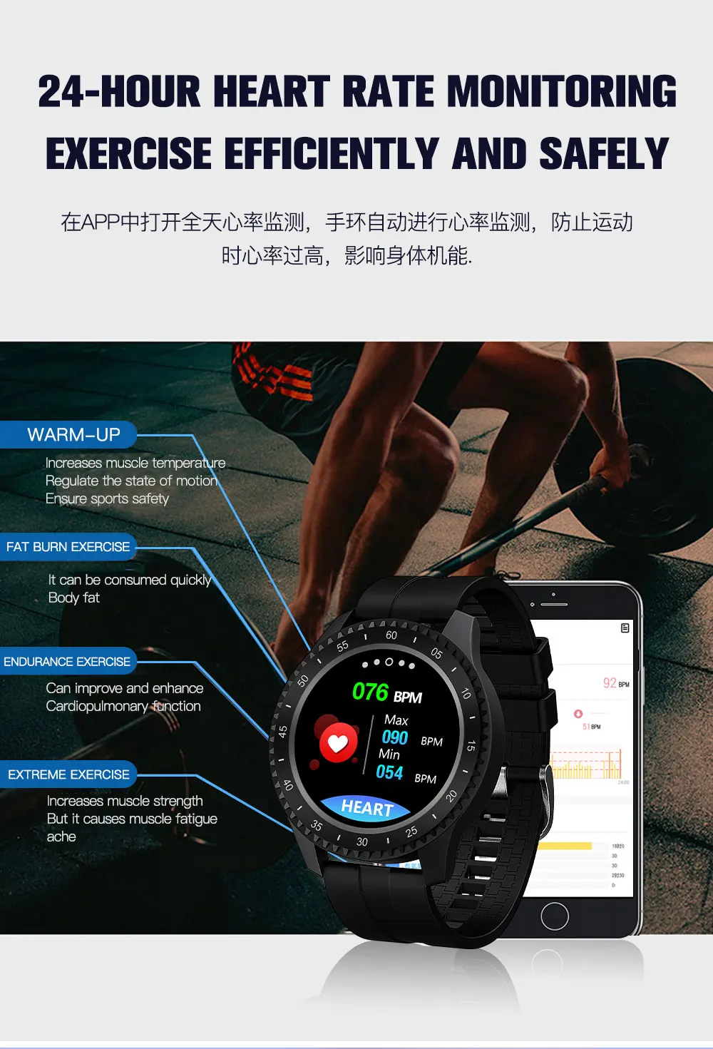 Montre intelligente hommes femmes F17