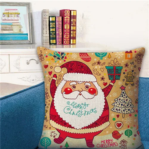 2 New Christmas Cushion 45*45 Santa Claus Merry Christmas Printed Decorative Pillows Sofa Home Decoration Pillowcase - Цвет: 2