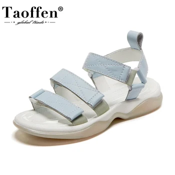 

Taoffen Women Real Leather Sneakers Round Toe Shoes Women Thick Sole Fashion Summer Leisure Shoes Woman Footwear Size 35-42