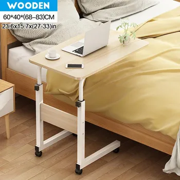 

Lifting Bedside Laptop Table Computer Desk Stand Adjustable Mobile Rolling Table Folded Wooden Laptop Stand Home Furniture
