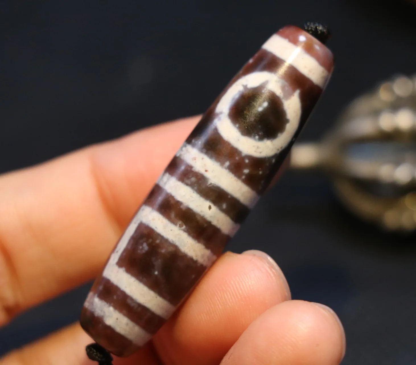 

Magic Energy Tibetan Old Agate Heaven&Earth dZi Bead Totem Pendant Amulet 4A LKbrother Talisman Treasure