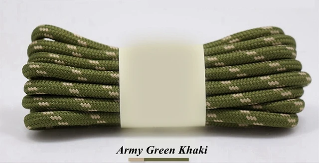 1Pair Round Shoelaces Outdoor Hiking Sports Shoe Laces Kids Sneakers Shoelaces Length 100/120/140/160CM Lacets Baskets 19 Colors Army green khaki