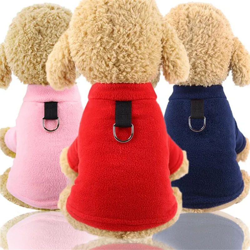 

Autumn Winter New Pet Dog Clothes Fleece Warm Coat D-Ring Designed For Small Medium Dog Cats Clothing Casual Apparel Outfit