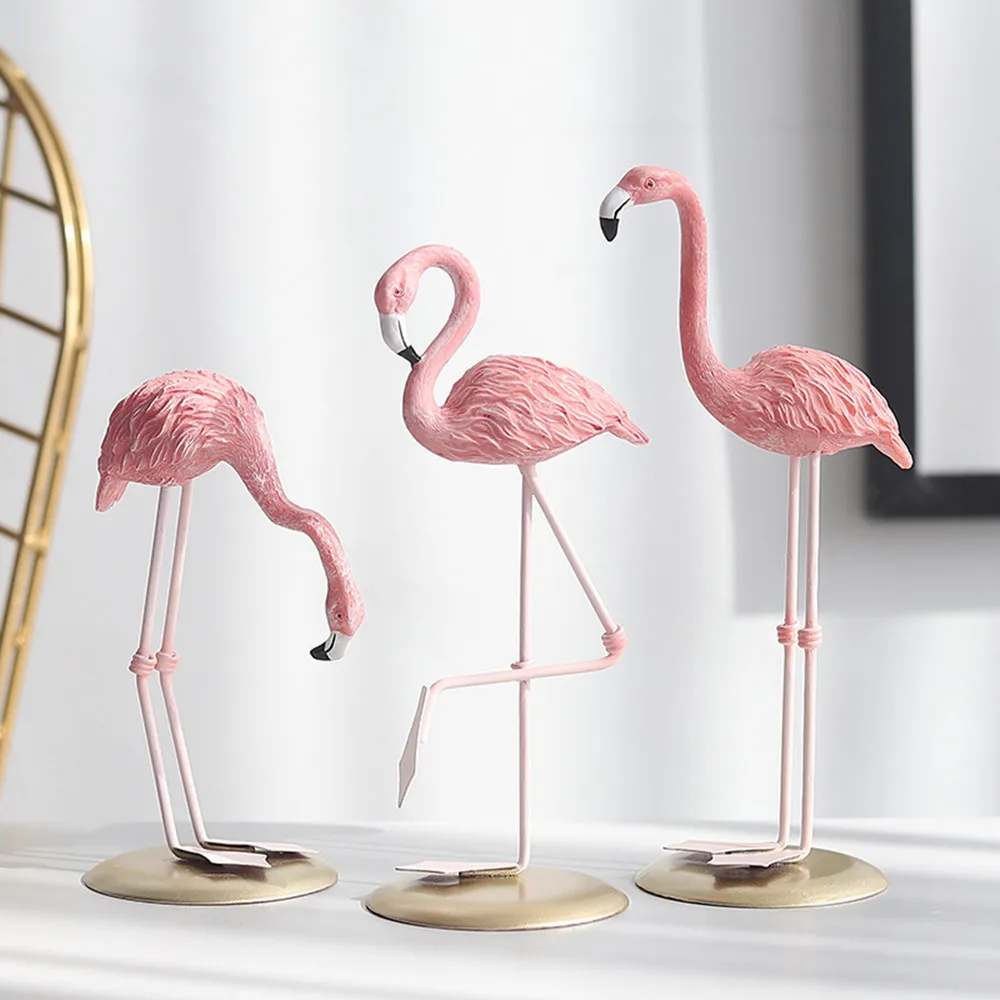 Nordic Style Flamingo Figurine Fairy Garden Livingroom Office Wedding Party Ornament Home Decoration Accessories
