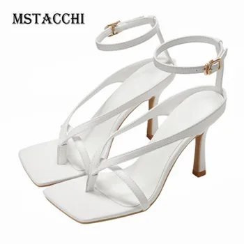 

MStacchi Fashion Gladiator Sandals Women Simple Style Non-Slip Open Toe Flip Flops Female Stiletto Heels Sexy Office Lady Shoes
