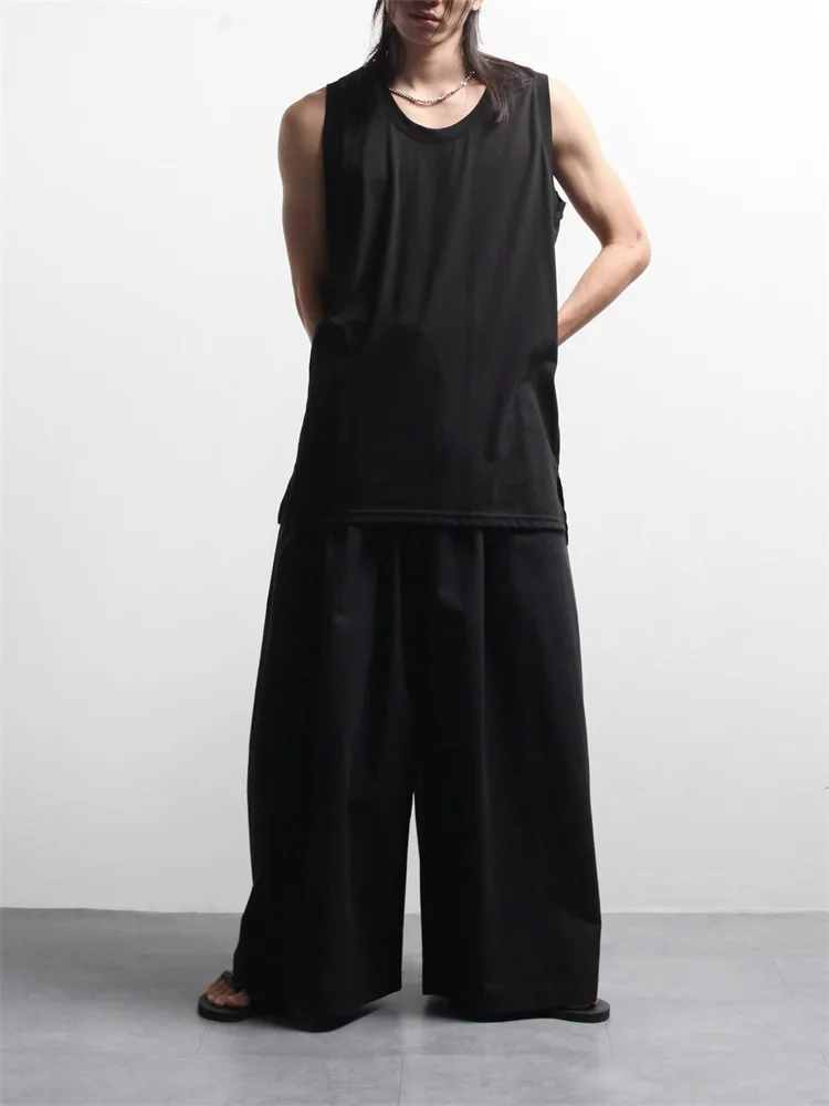 Men Wide Leg Pants Spring Summer New Casual Yamamoto Style Fashion Large Size Runway Show High Waist Wide Leg Pants